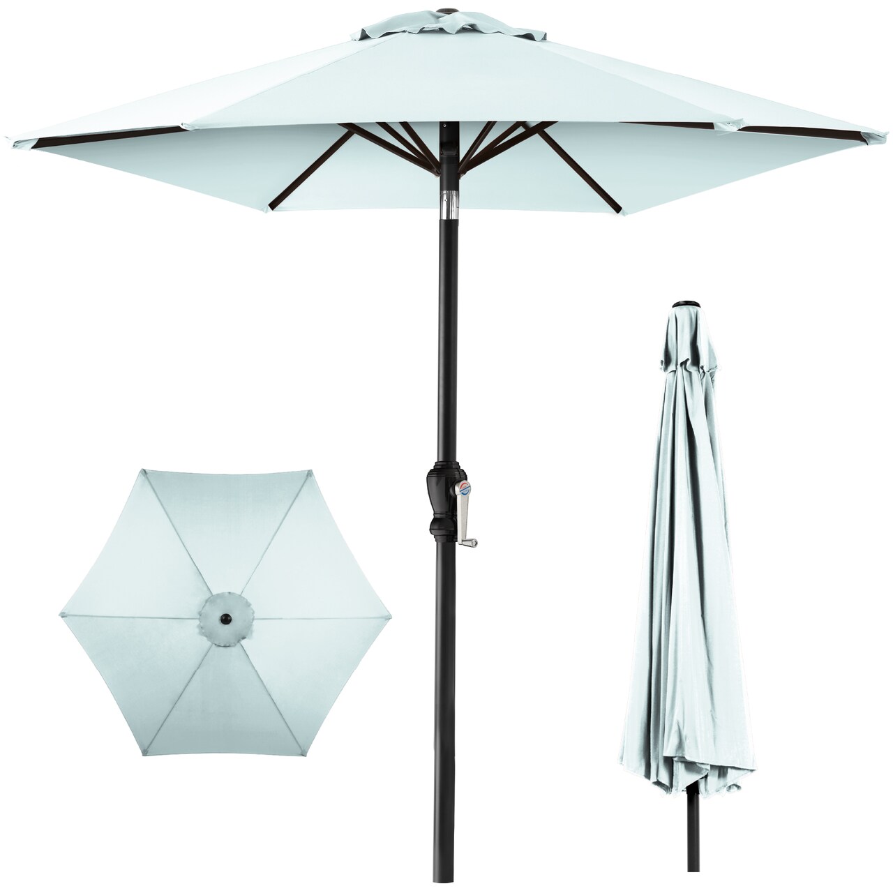 Best Choice Products 10ft Outdoor Steel Market Patio Umbrella w/ Crank, Tilt Push Button, 6 Ribs